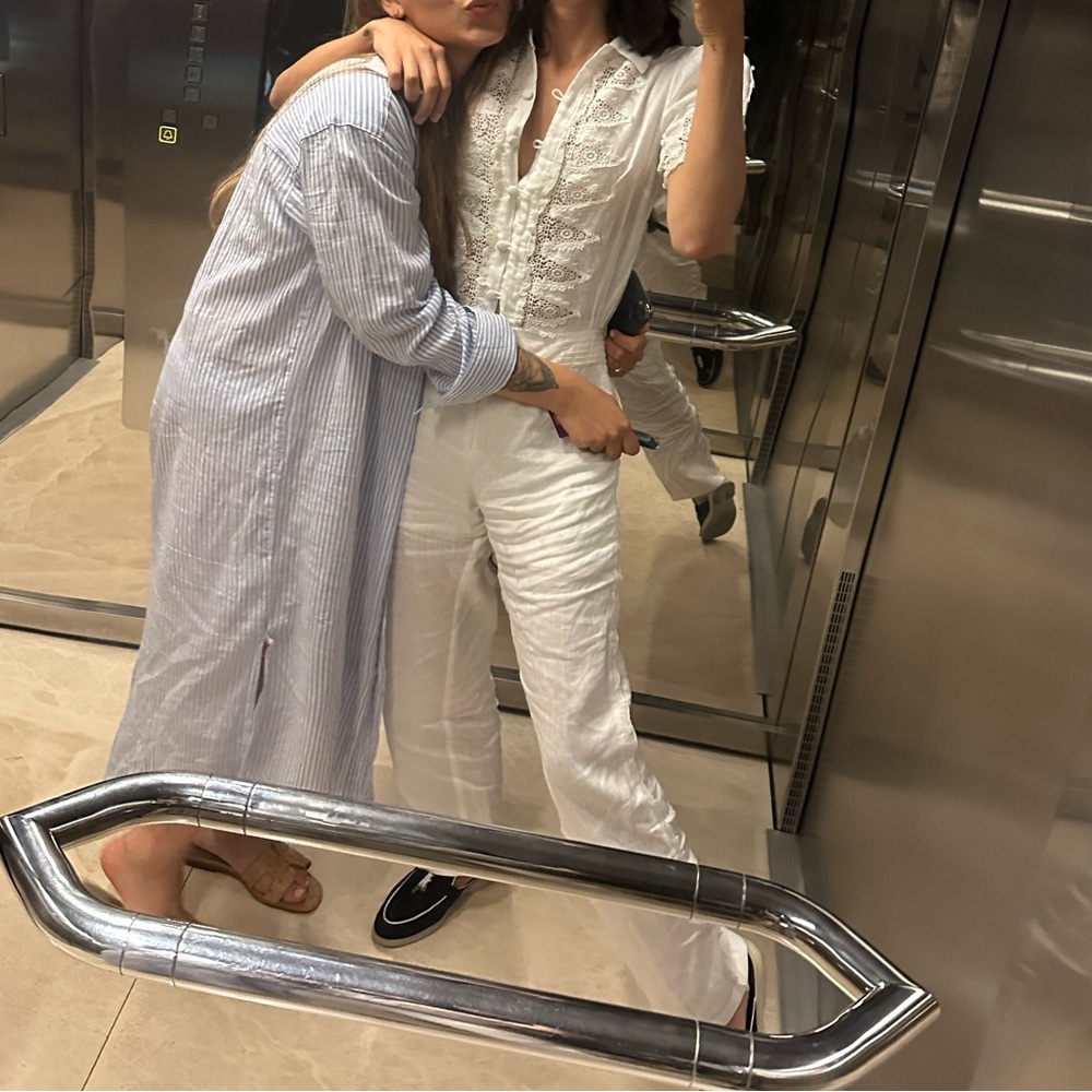 White Linen Lace Jumpsuit